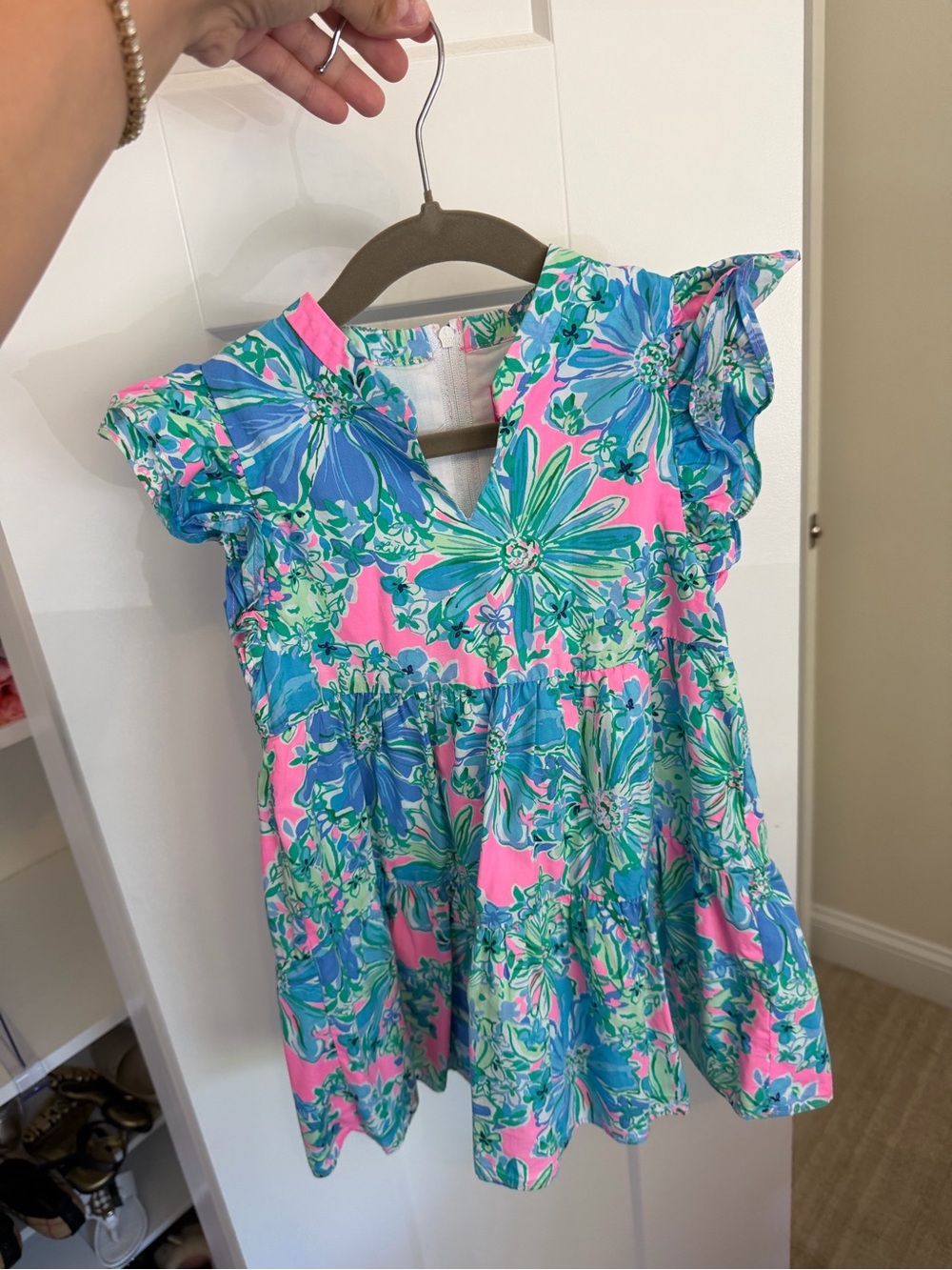 Lily Pulitzer Girls' Pink Floral Ruffle-Sleeve Dress